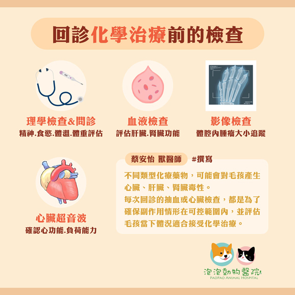 犬貓化學治療的回診時間與化療前檢查項目